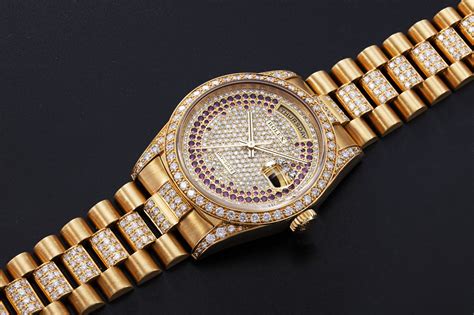 gold rolex with diamonds.